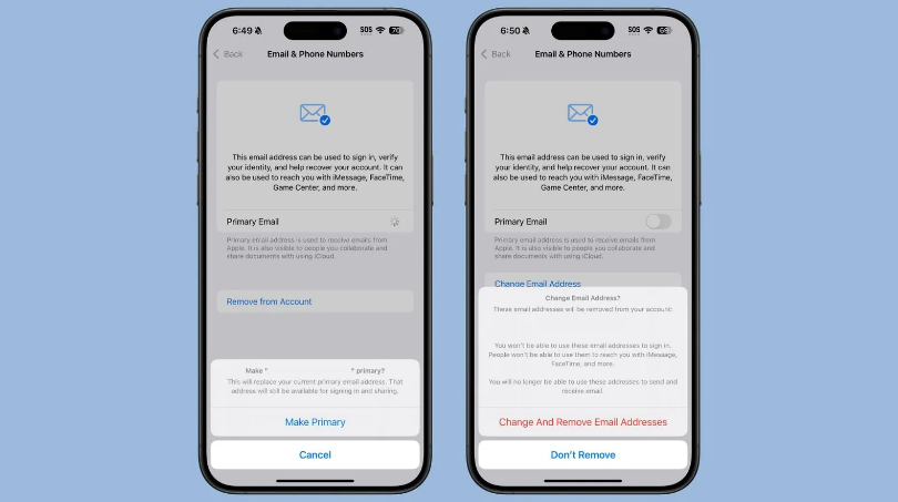 泽普苹果手机维修分享苹果 iOS 18.1 支持设置“主要”邮箱地址并更改 iCloud 邮箱 
