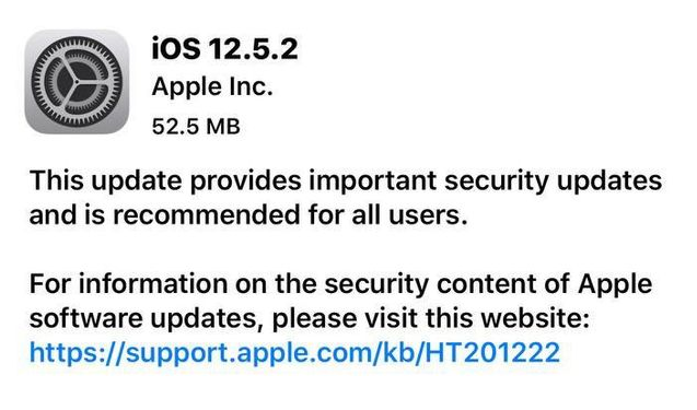 泽普苹果手机维修分享iOS12.5.2发布，建议所有老苹果用户安装 